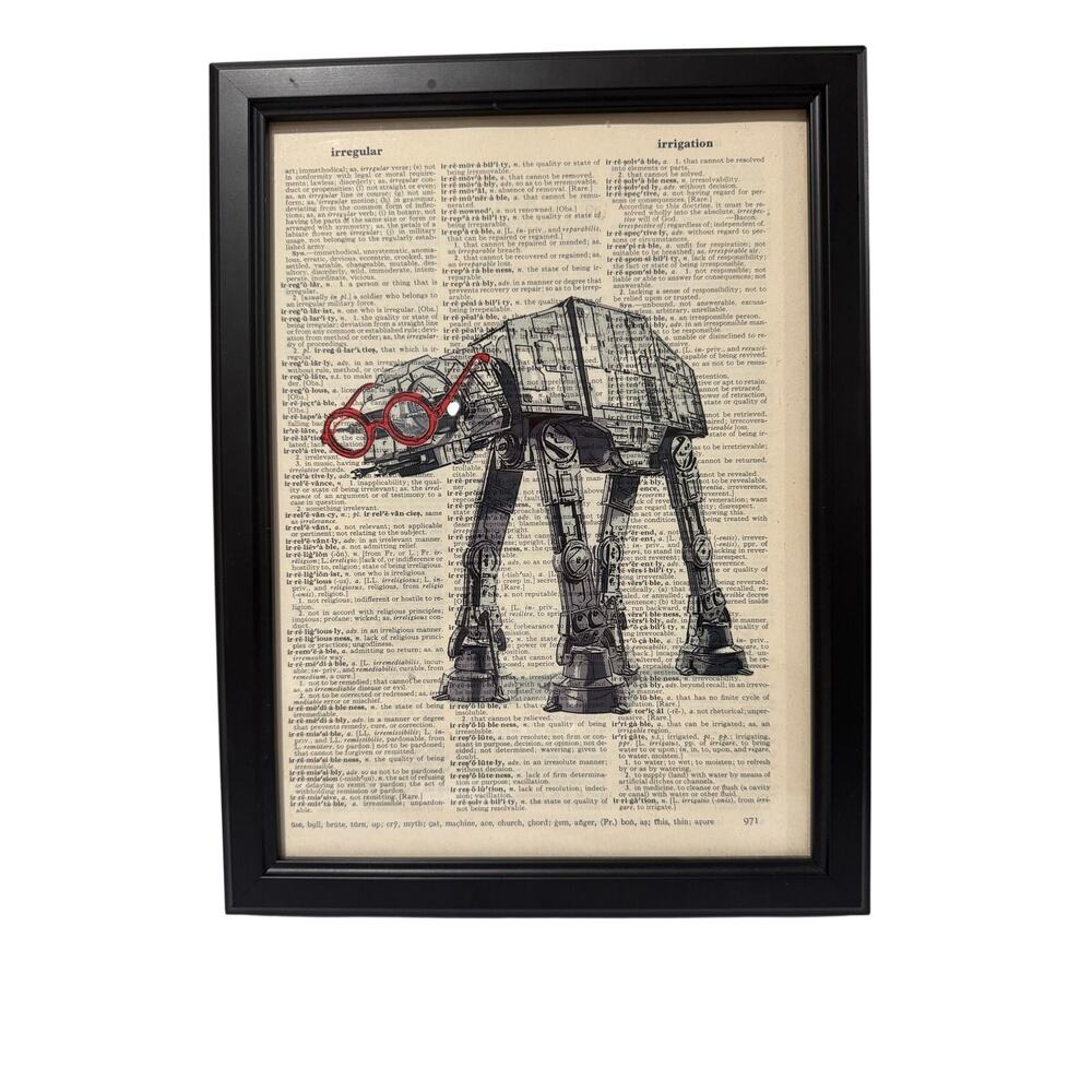 Framed Quirky At At Red Glasses Star Wars Print